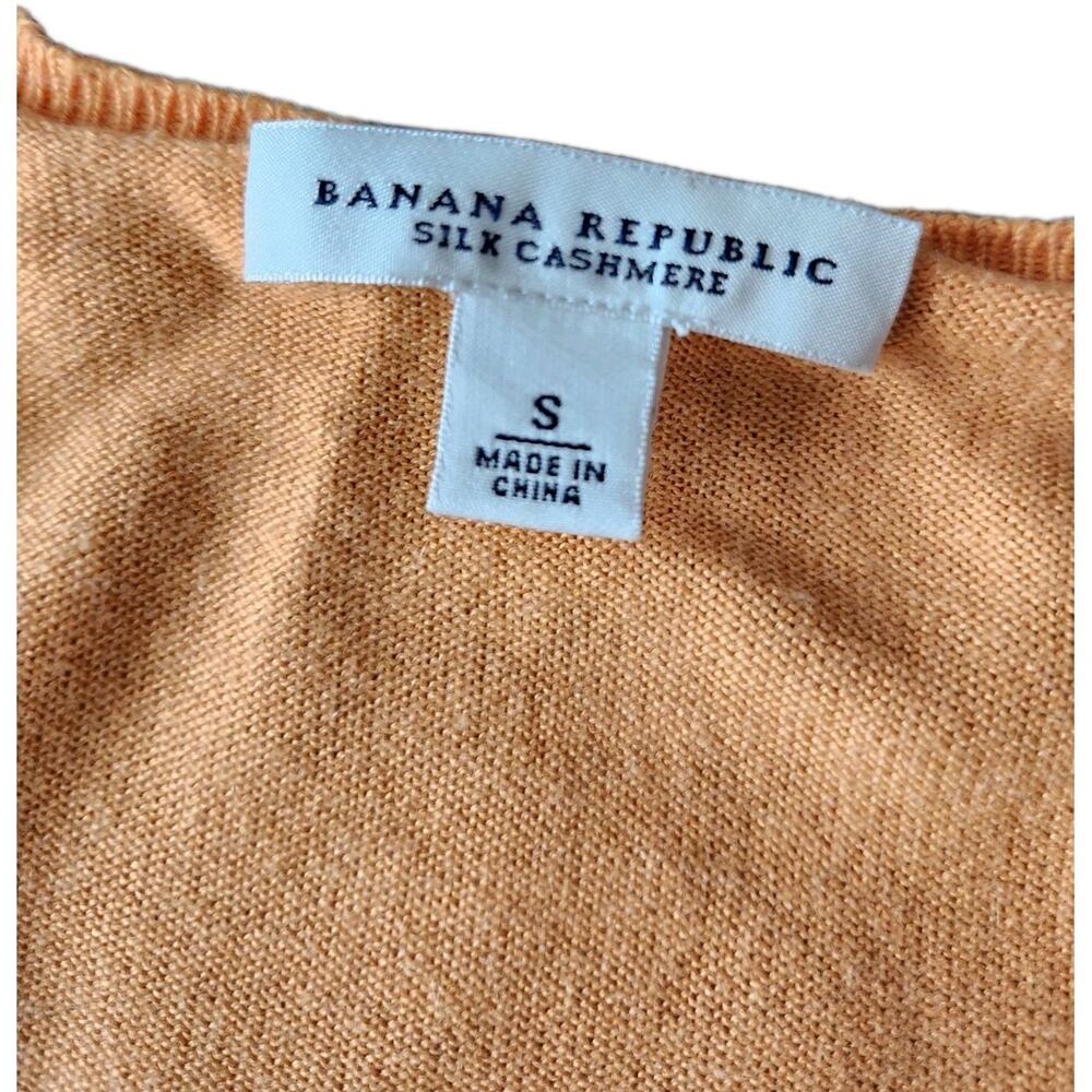 Banana Republic Women’s Silk Cashmere Short Sleeve Orange Cardigan Sweater Small - Picture 4 of 7